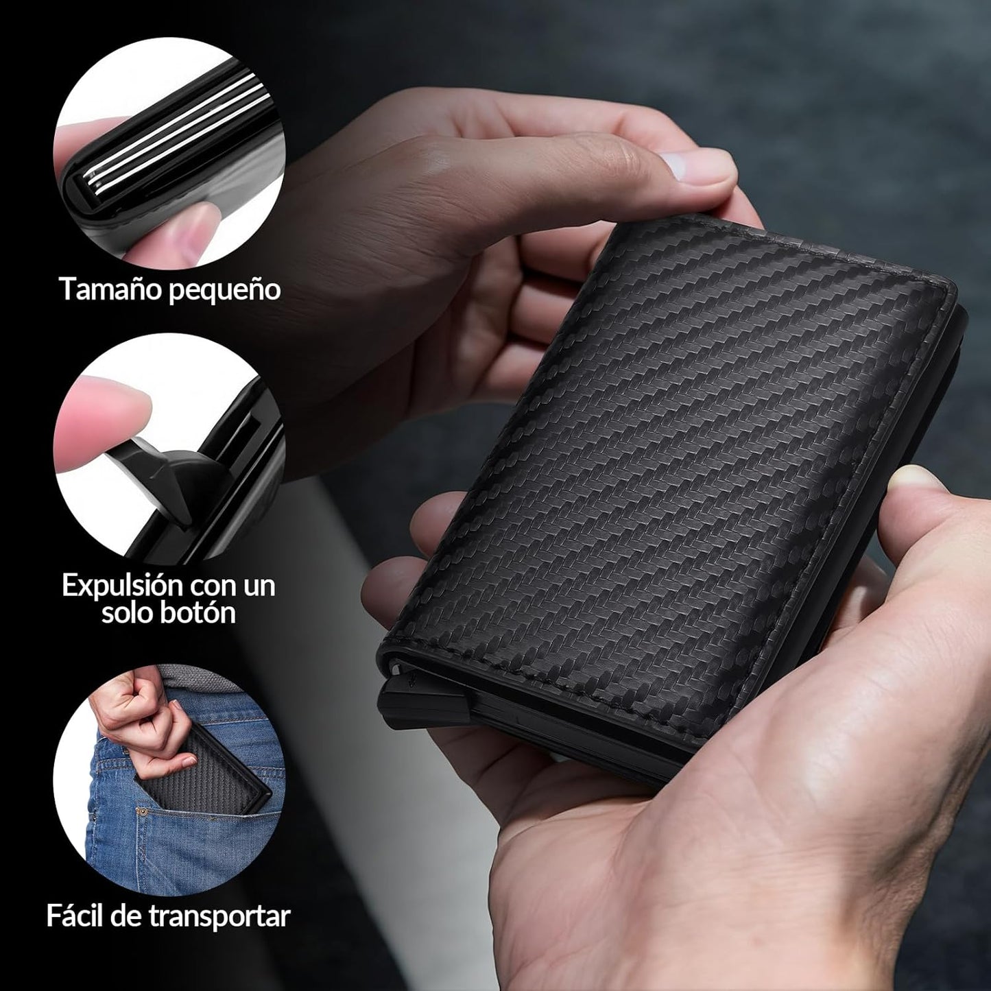 BILLETERA TARJETERO DESPLEGABLE RFID
